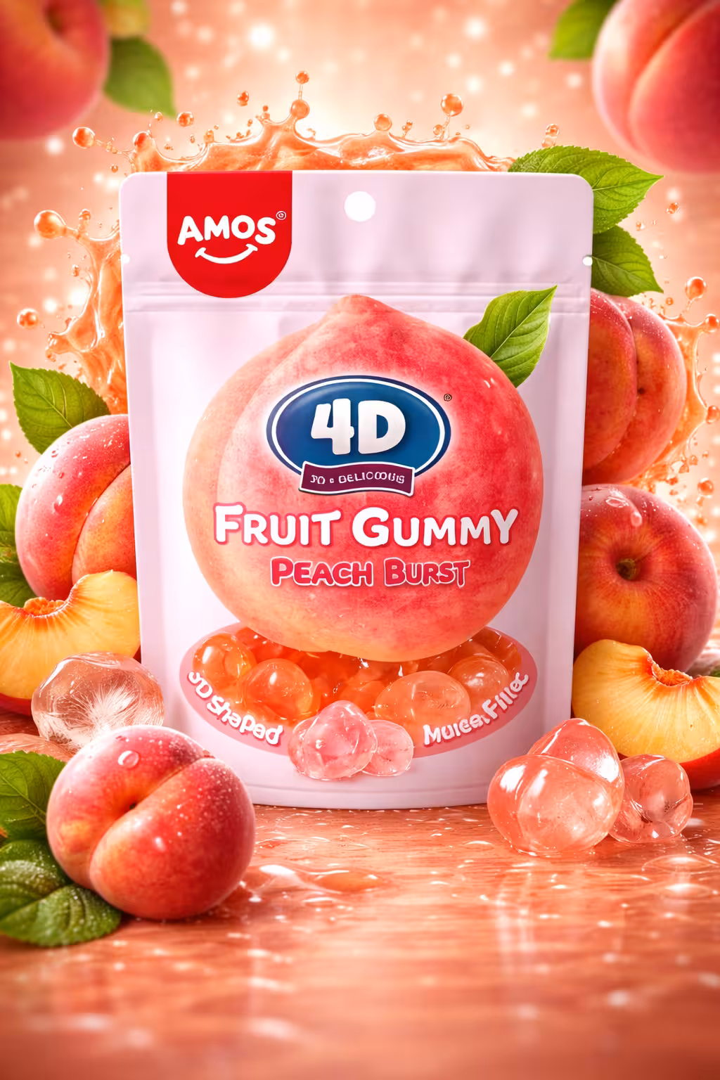 Amos - Gummy 4D Peach Burst - 65g